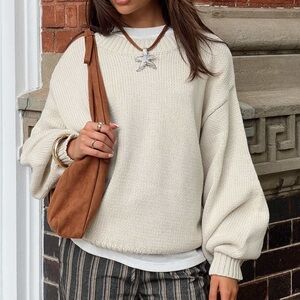 Princess Polly Harmony Balloon Sleeve Cream Sweater